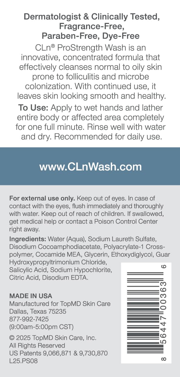 CLn ProStrength Wash salicylic-action close-up highlights pore cleansing.