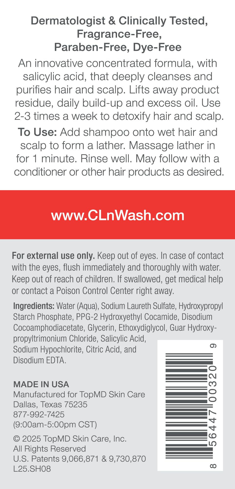 CLn Shampoo close-up foamy lather demonstrating oil and dead skin removal