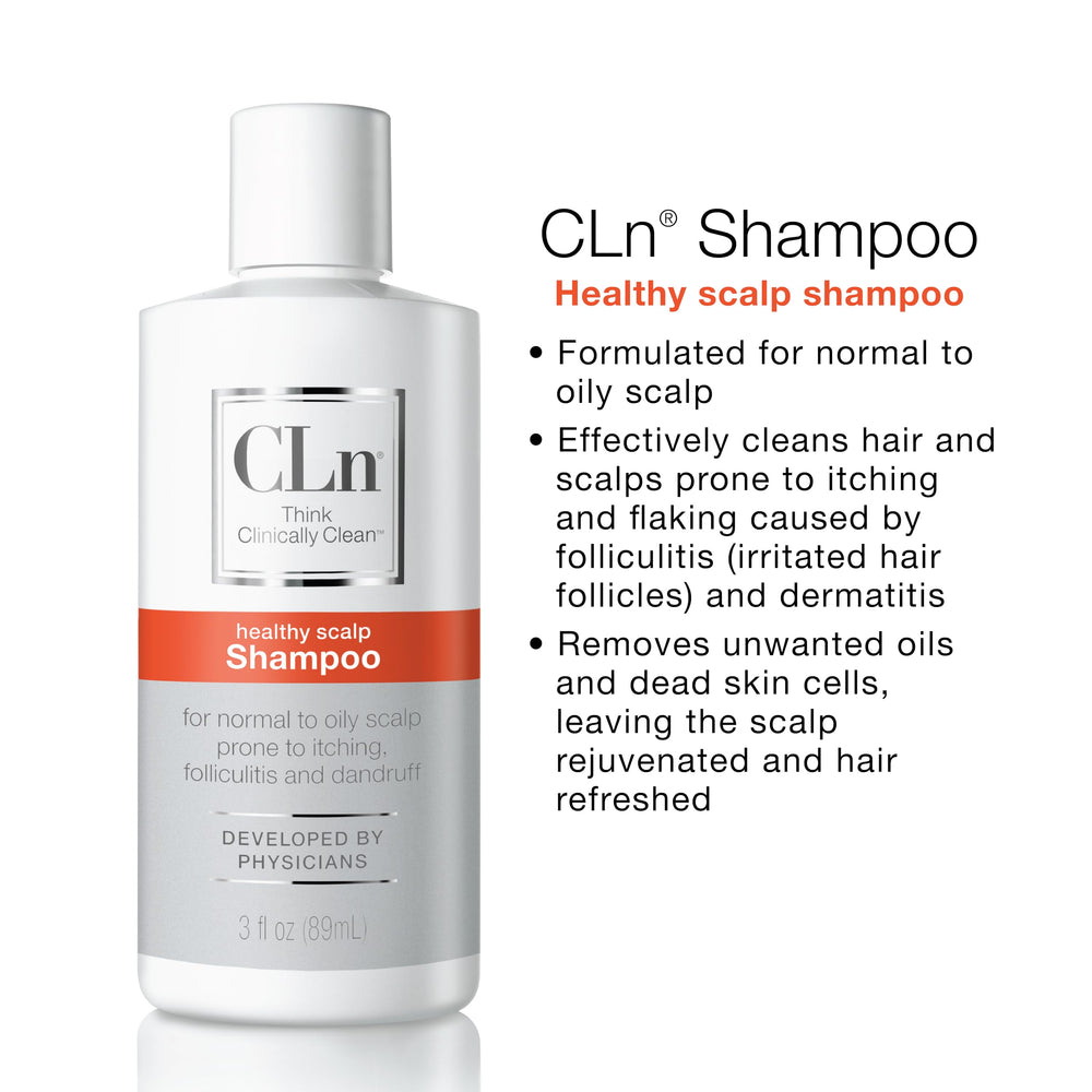 CLn Shampoo fragrance-free formula supports sensitive skin.