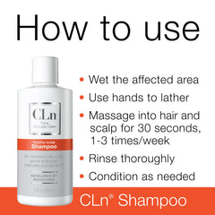 CLn Shampoo ingredients highlight salicylic acid for buildup relief.
