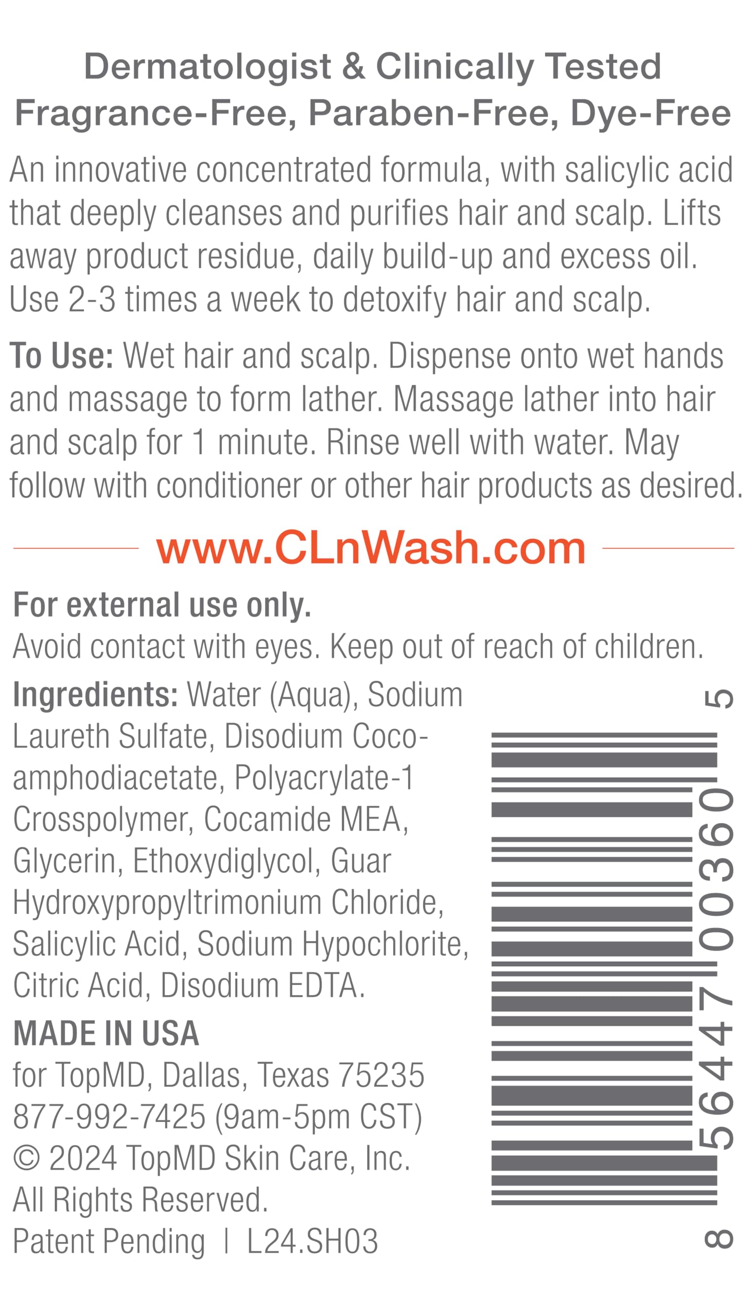 CLn Shampoo rich lather close-up demonstrates thorough cleansing.