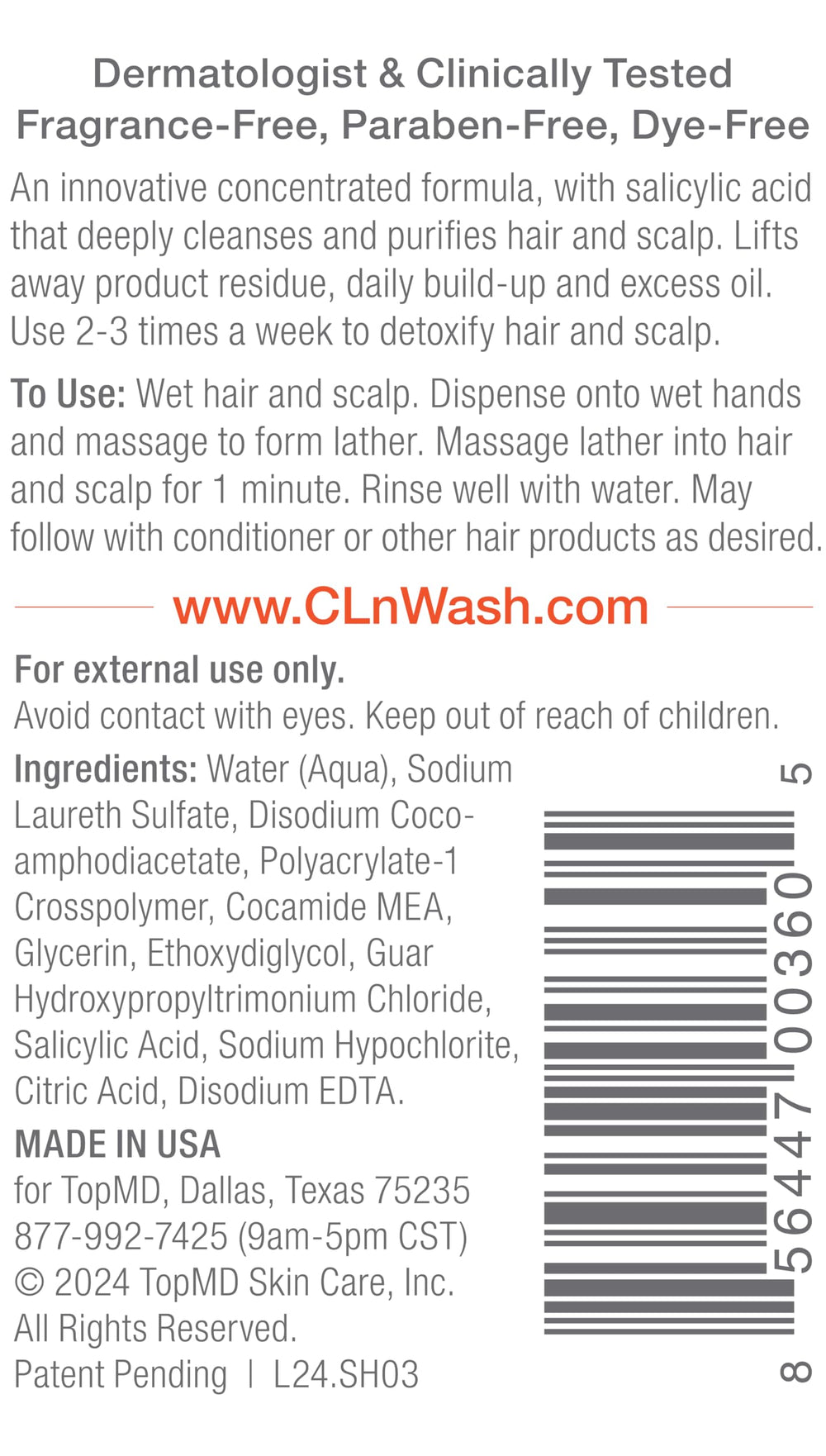 CLn Shampoo rich lather close-up demonstrates thorough cleansing.