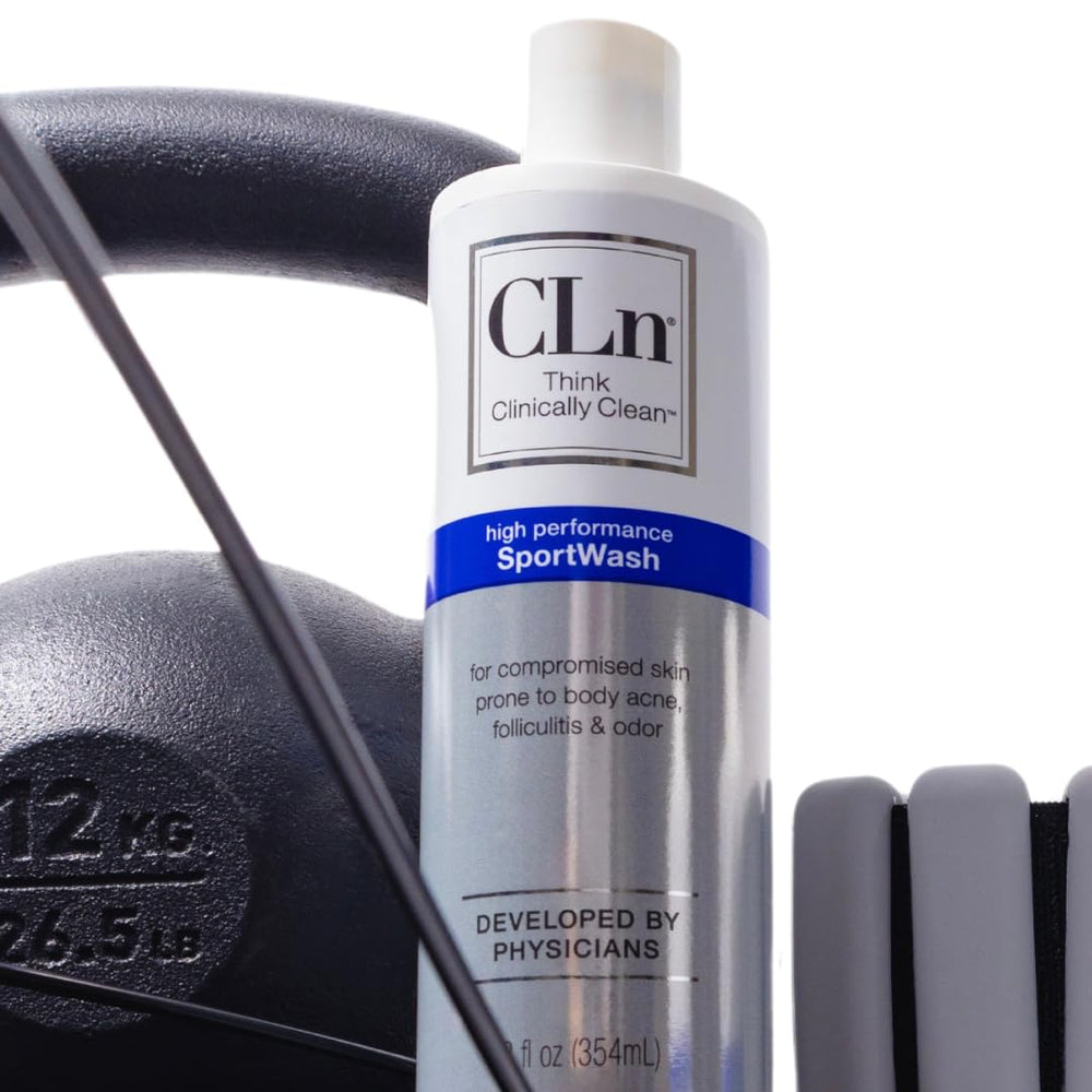 CLn SportWash back view bottle showcasing concentrated cleansing formula