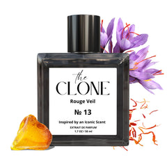 Clone Rouge Veil 13 top-note saffron and jasmine evoke luxurious daytime allure.