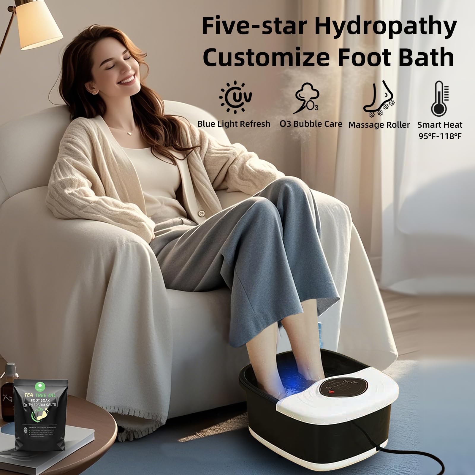 closewave foot spa-temp-control-heat-maintain keeps water at your preferred warmth.