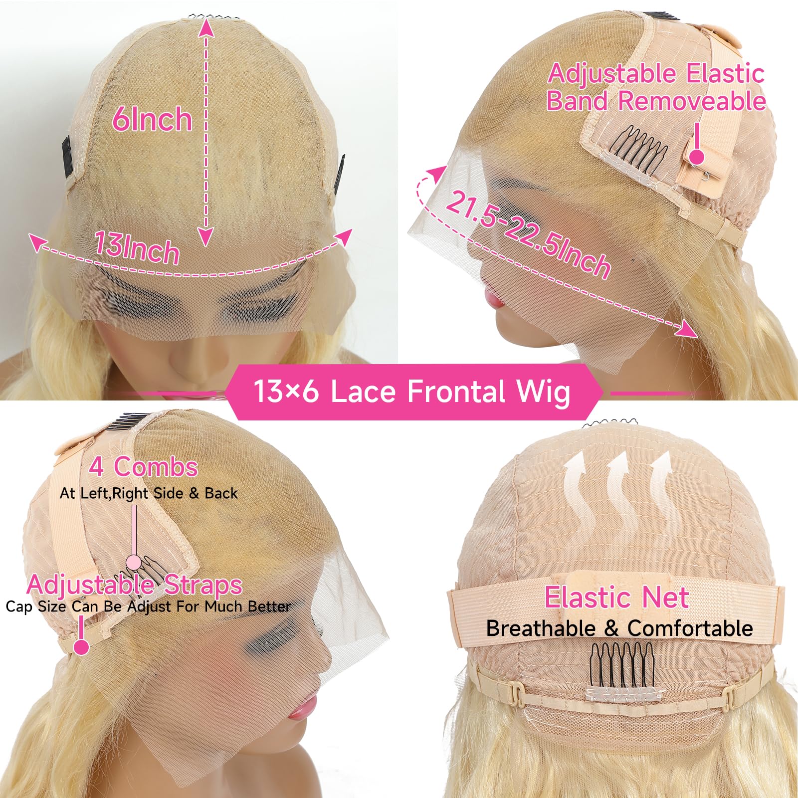 Cloudeer wig cap with 4 combs and adjustable straps for secure fit