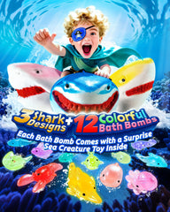 CLOUQUAR shark bath bombs pack close-up showing blue bomb and scent