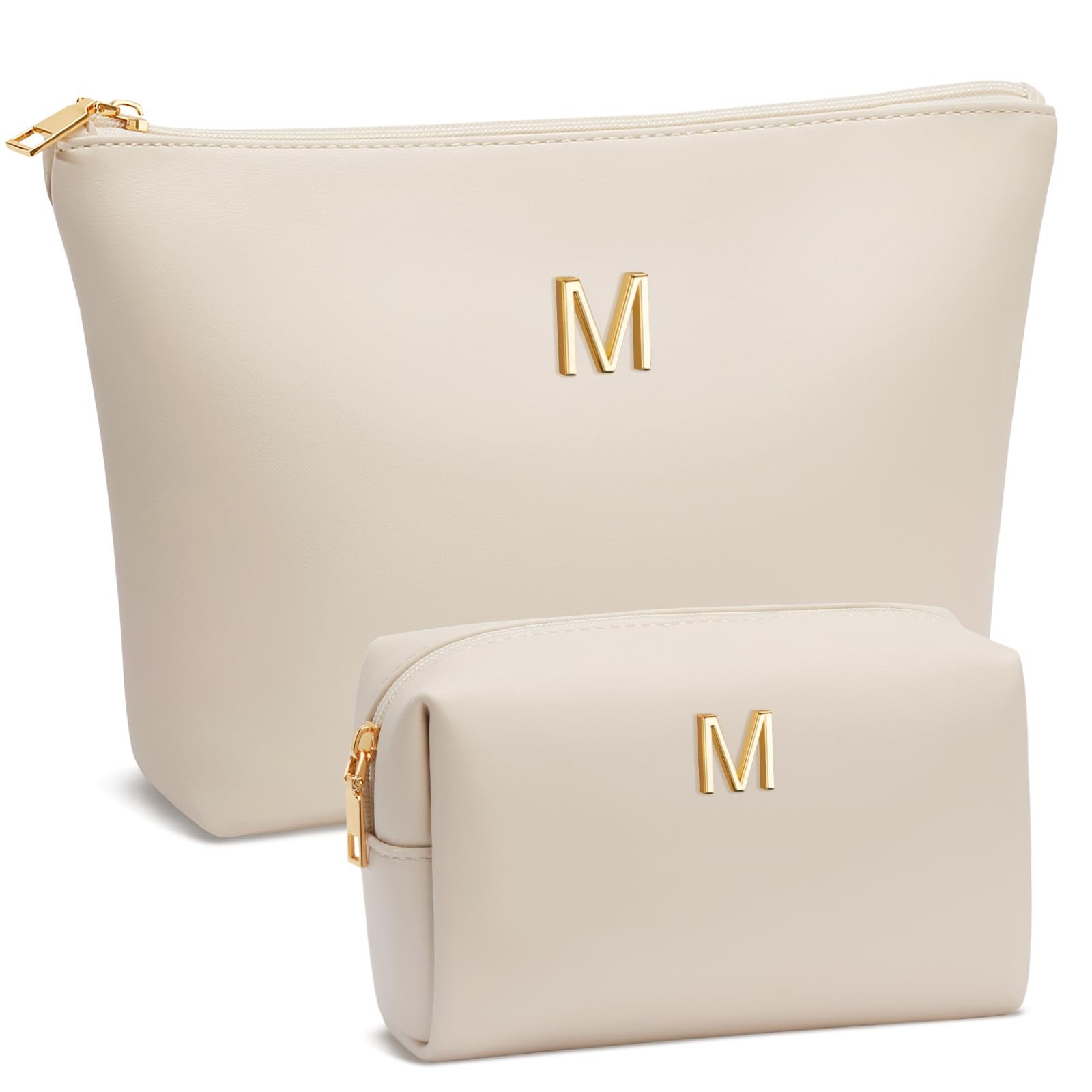 CloudWINGS initial makeup bag beige with monogram for chic gifting