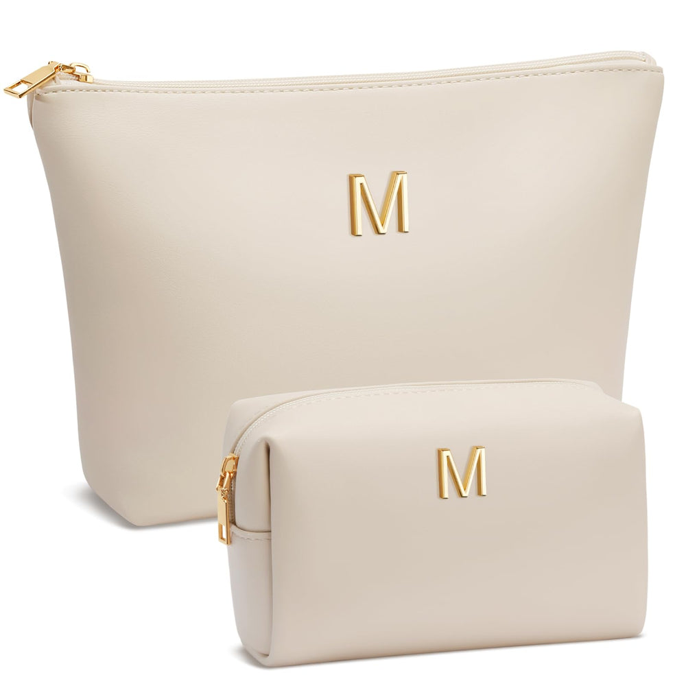 CloudWINGS initial makeup bag beige with monogram for chic gifting
