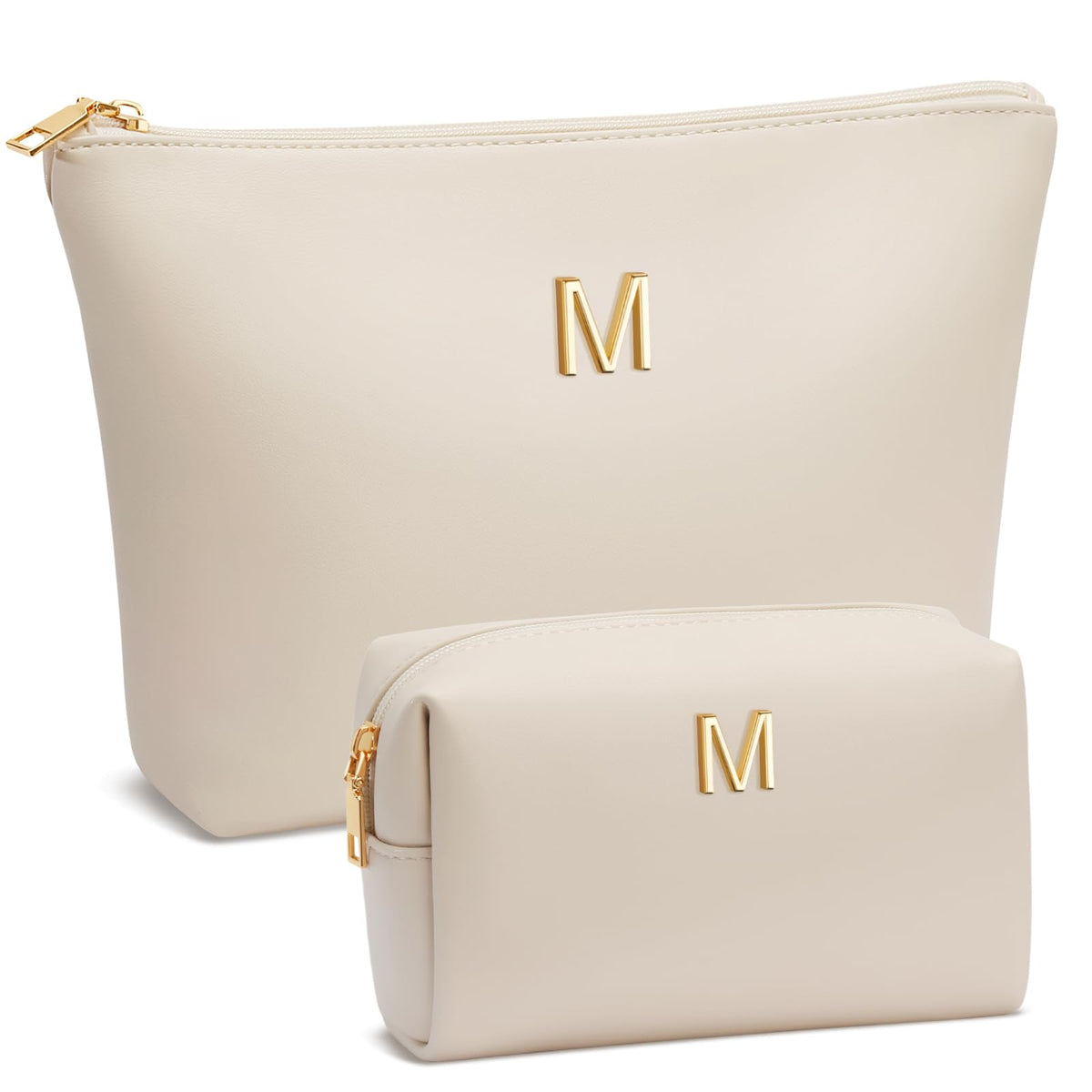 CloudWINGS initial makeup bag beige with monogram for chic gifting