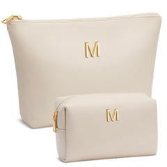 CloudWINGS initial makeup bag beige with monogram for chic gifting