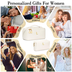CloudWings initial makeup bag set beige durable materials ideal for travel durability