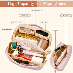 CloudWings makeup bag center pocket divider enables quick viewing of items