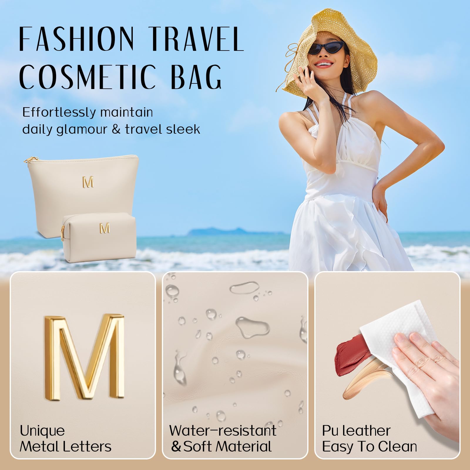CloudWINGS PU leather waterproof makeup bag protects essentials in humid bathrooms