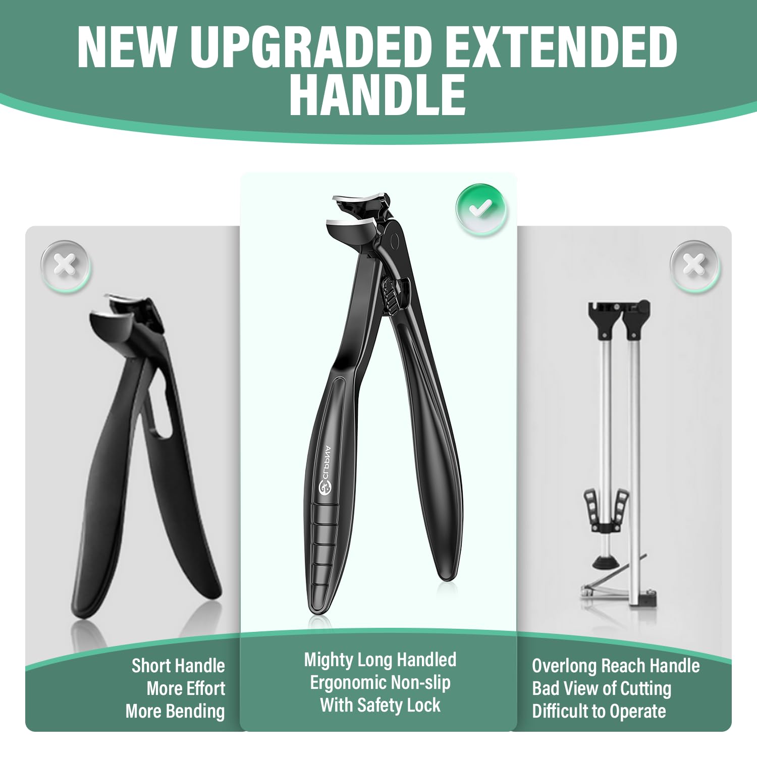 CLPPNA foot clipper with ergonomic handle eases reaching thick nails.