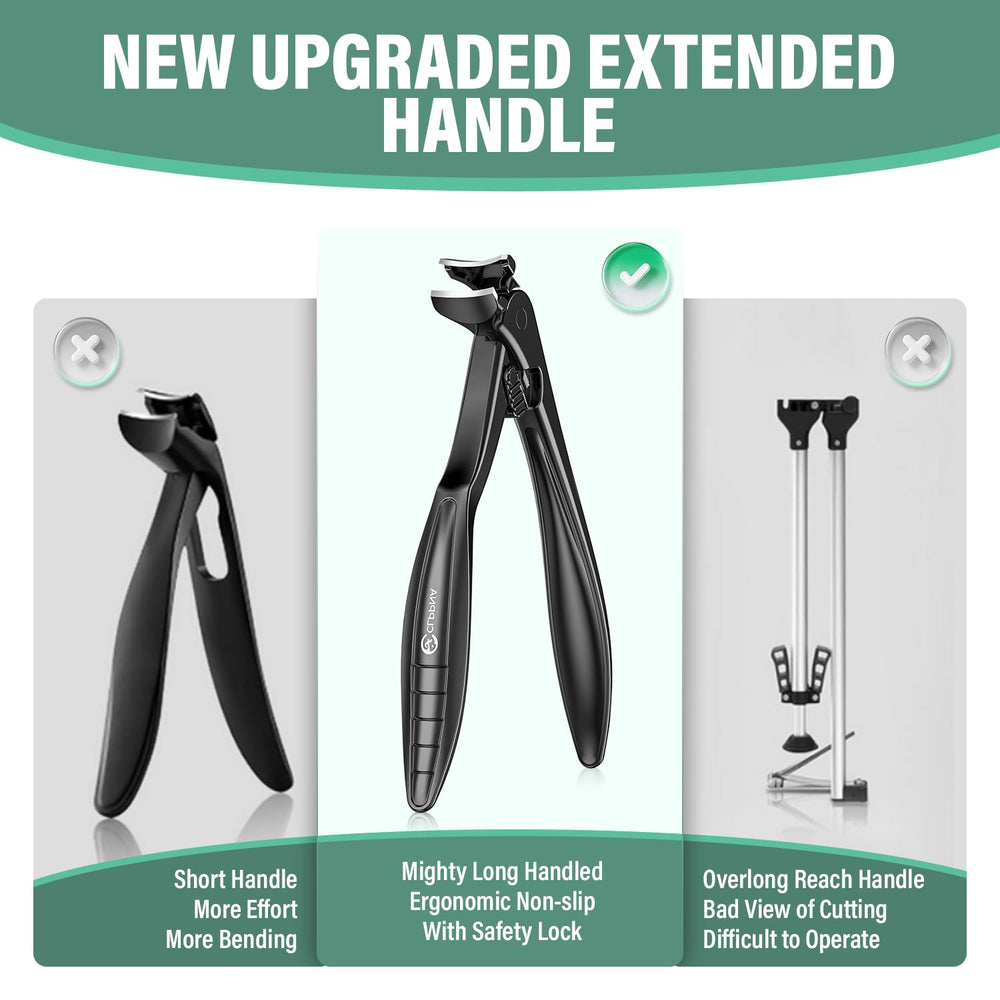 CLPPNA foot clipper with ergonomic handle eases reaching thick nails.