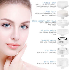 CLSEVXY seven-head system demonstrates versatile skincare options for cleansing and exfoliation
