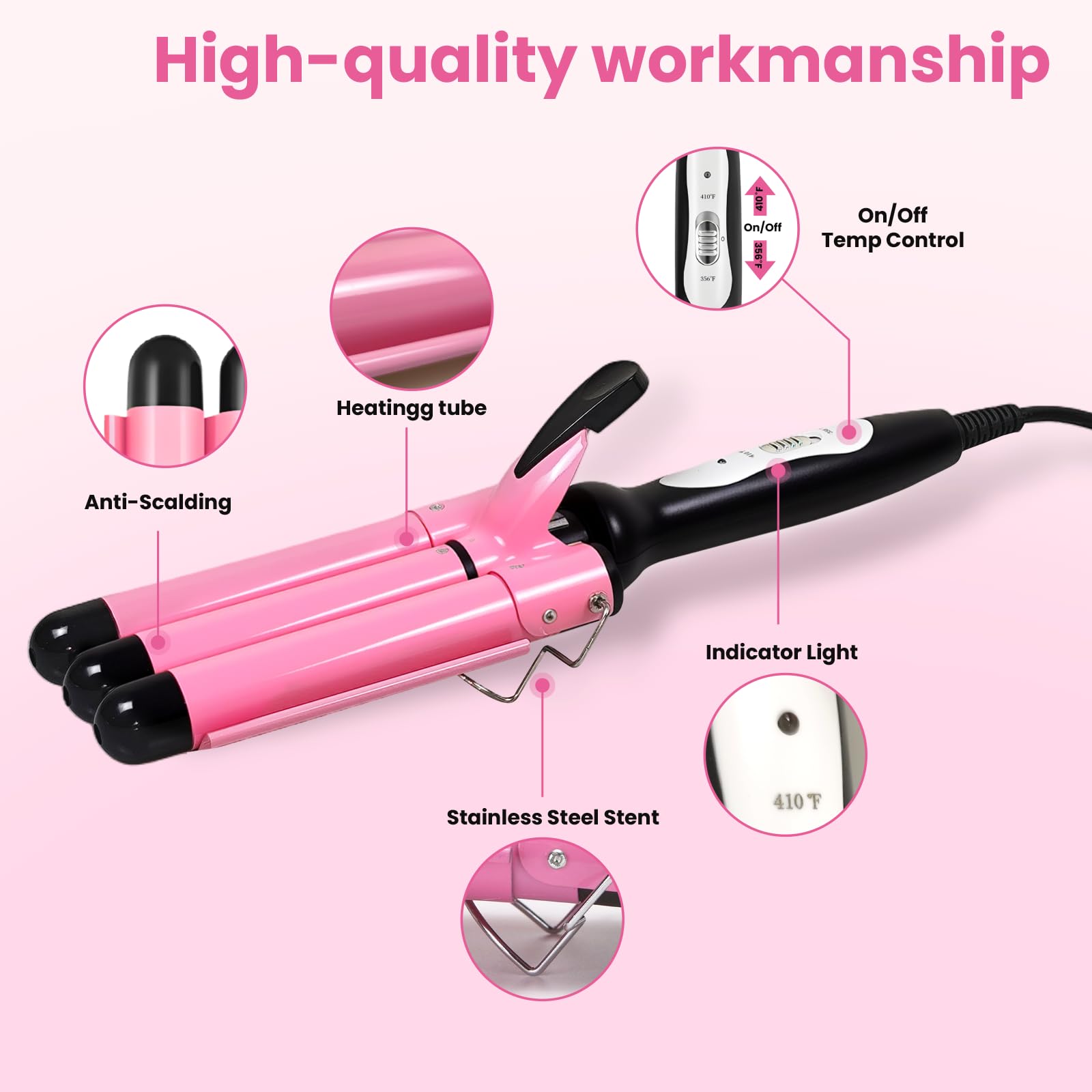 CLSYBelize triple-barrel heat settings display helps tailor look.