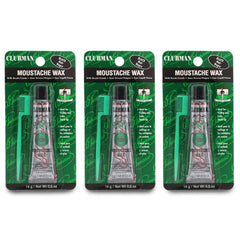 Clubman moustache wax hang pack black tubes ideal for on-the-go shaping and touch-ups