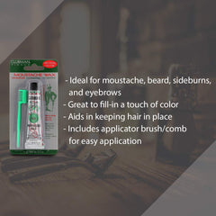 Close-up of neutral color moustache wax tube from Clubman hang pack
