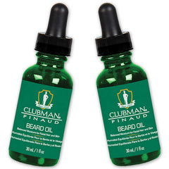 Clubman Pinaud Beard Oil bottle close-up for natural shine and hydration