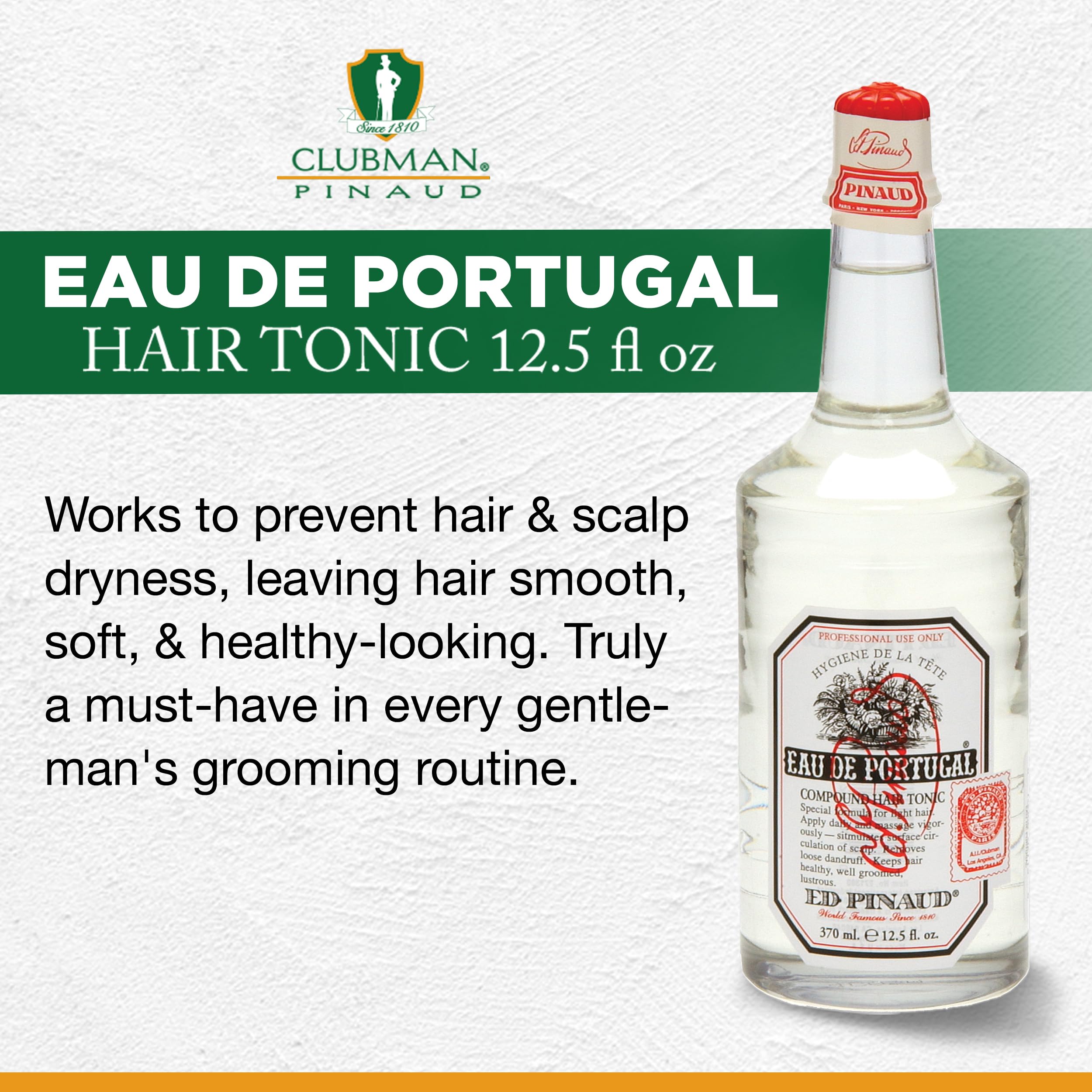 Clubman Pinaud Eau de Portugal compound tonic being applied to scalp