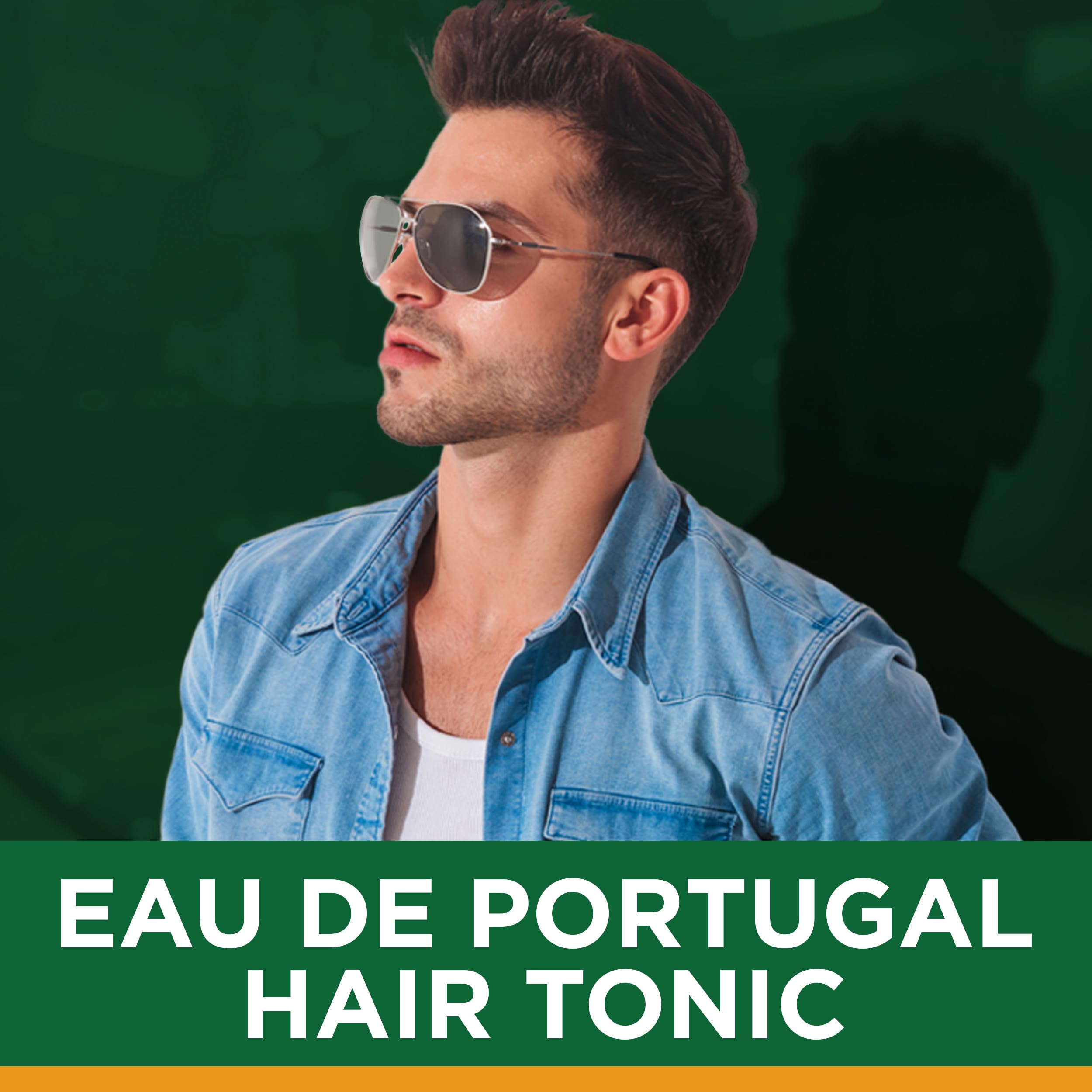 Clubman Pinaud Eau de Portugal splash bottle in hand for on-the-go refreshment
