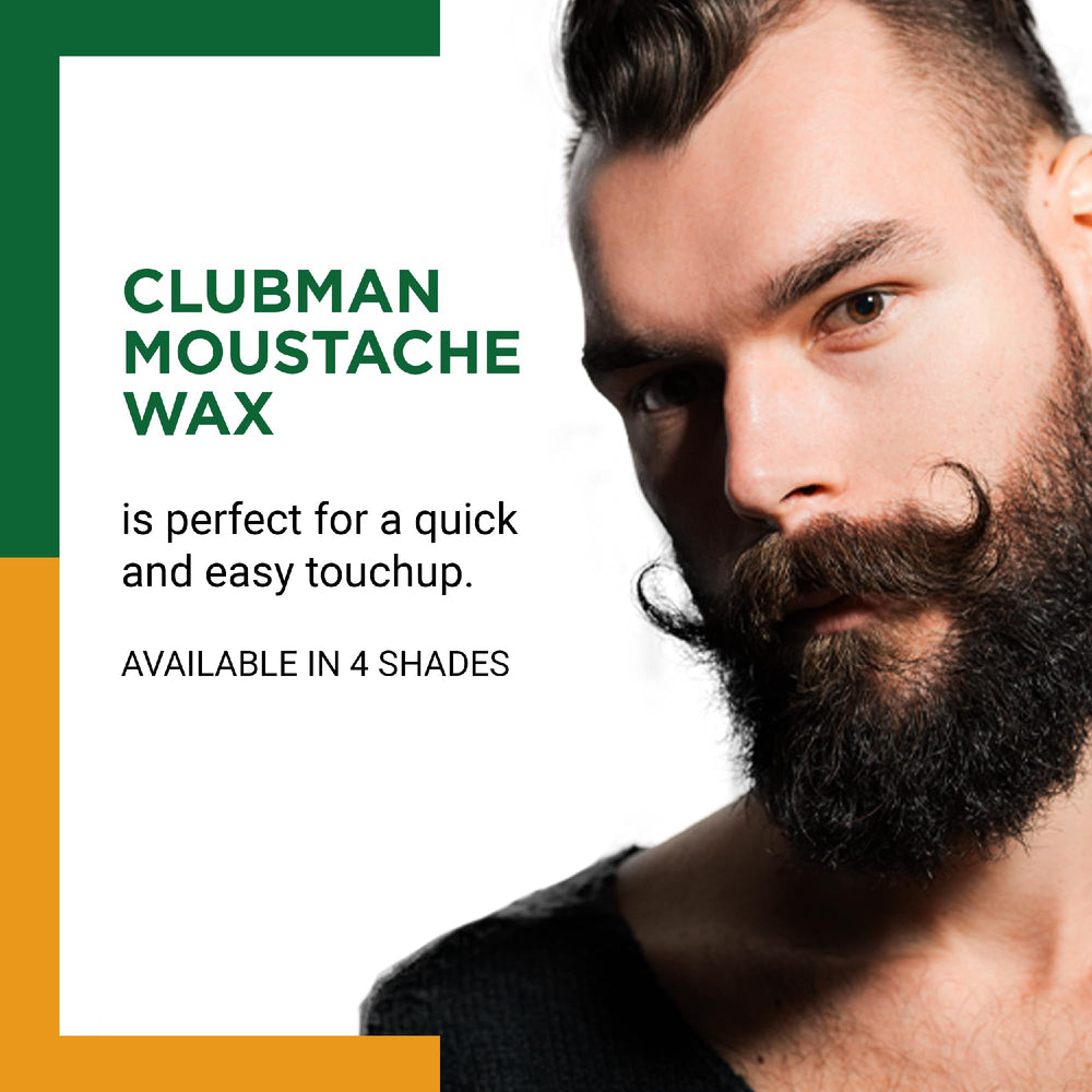 Clubman Pinaud moustache wax comb-applicator aids precise, mess-free application.