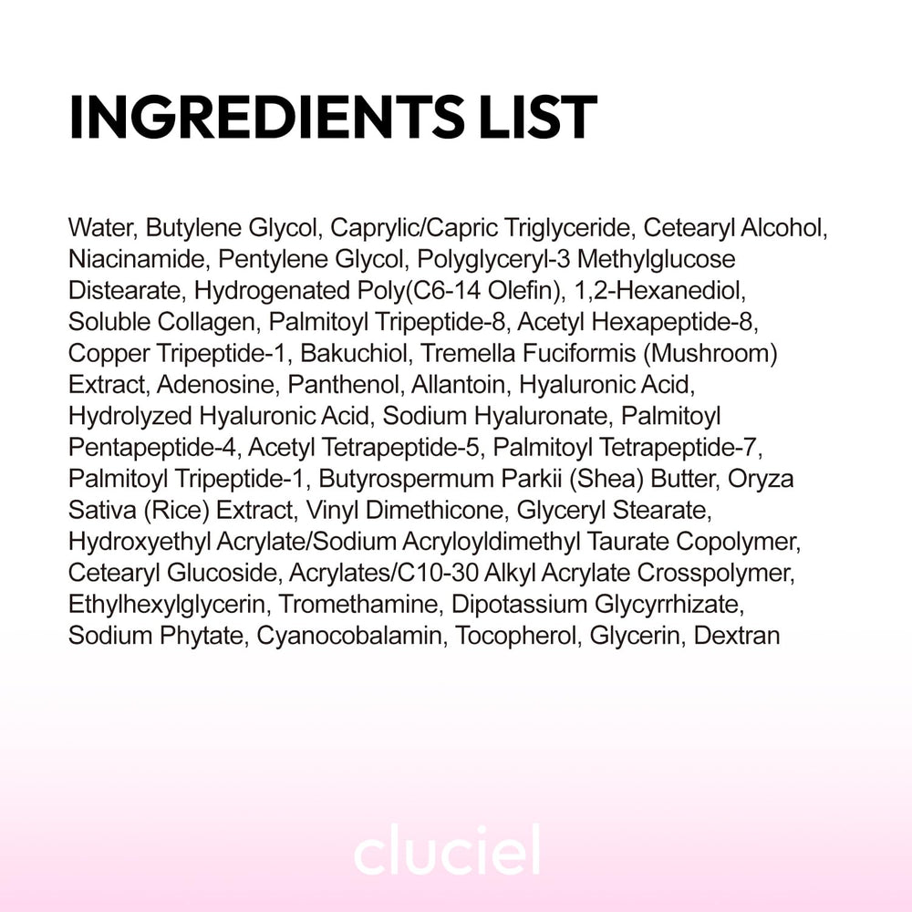 cluciel collagen peptide cream sensitive skin friendly ingredients closeup