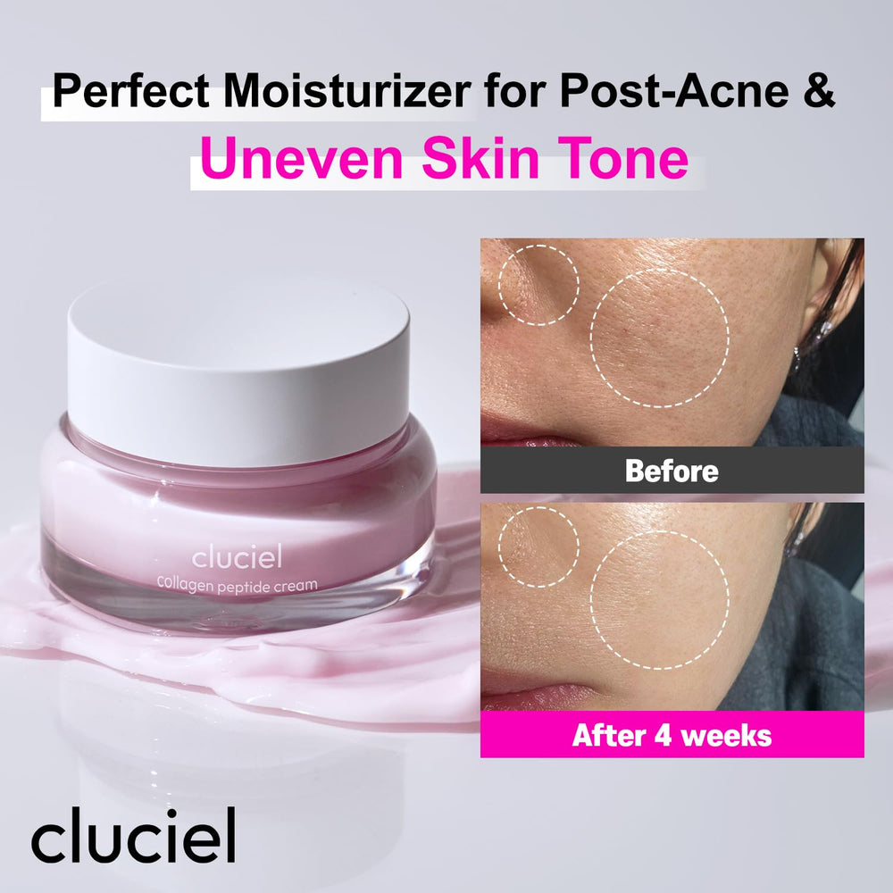 cluciel collagen peptide cream texture closeup highlighting silky finish and radiance