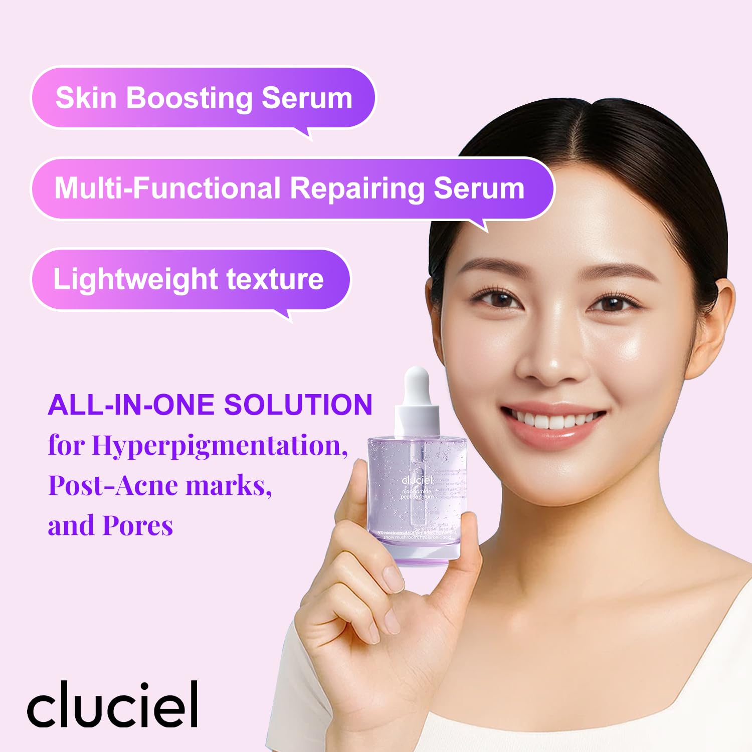 cluciel Niacinamide Peptide Serum glass-skin finish example on a clean setup.