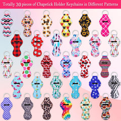 Cludoo chapstick holder keychain with colorful patterns for quick access and style matching.