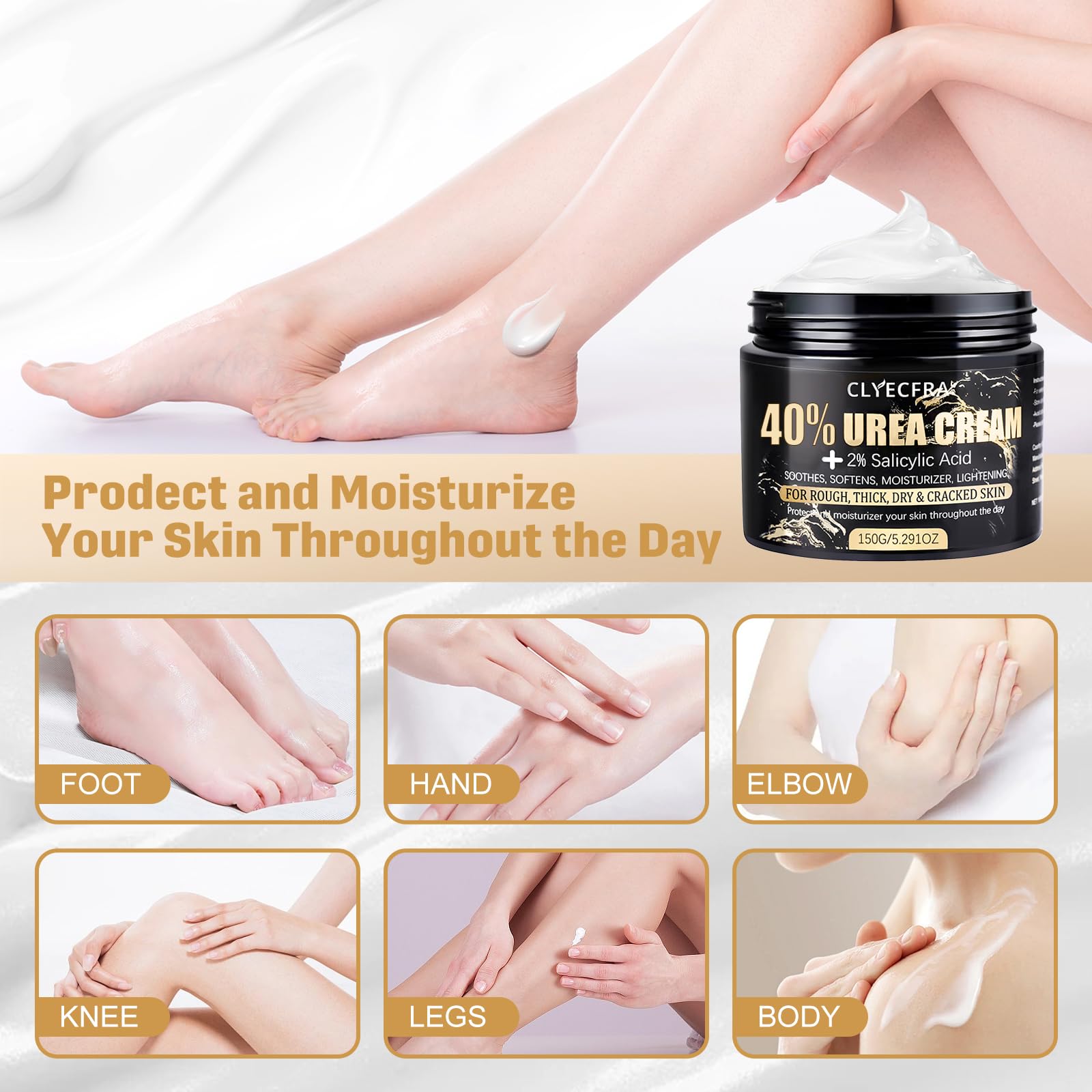 Clyecfra 40% Urea Cream hand skin softening in use