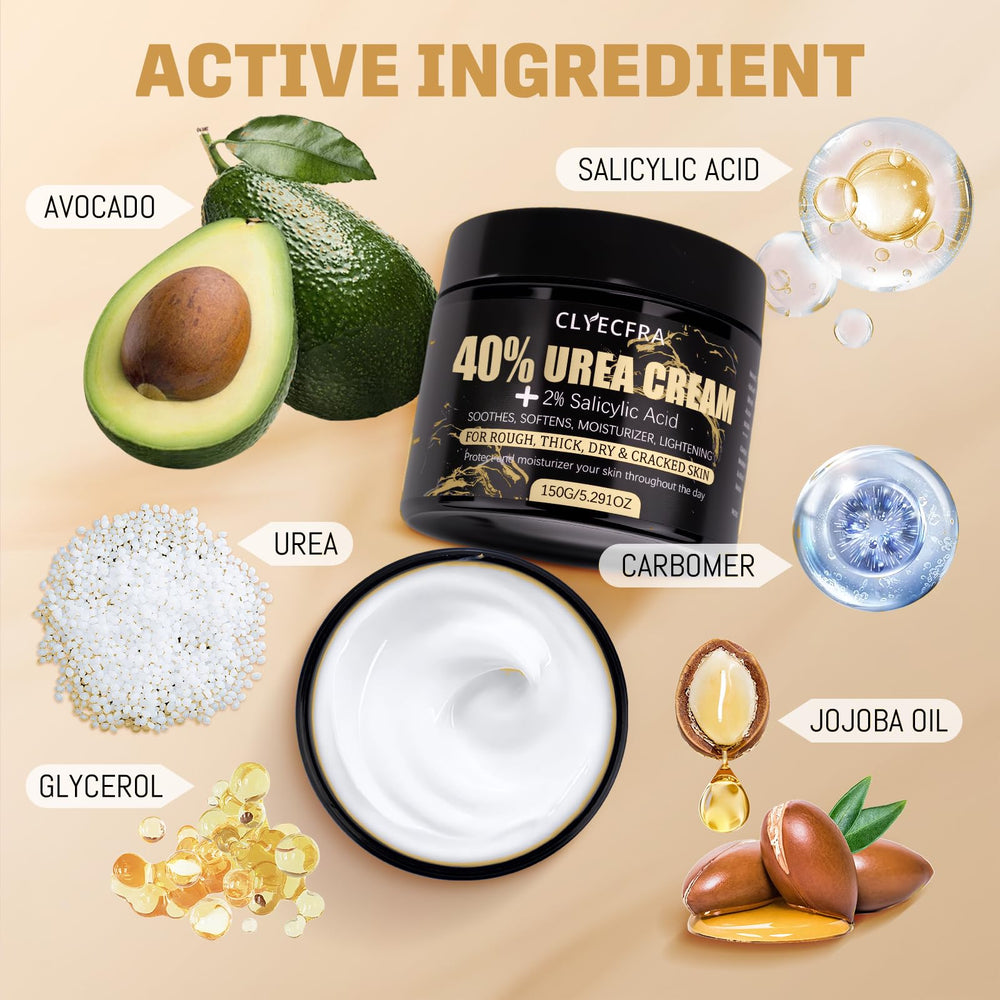 Clyecfra 40% Urea Cream lightweight texture shown for fast absorption