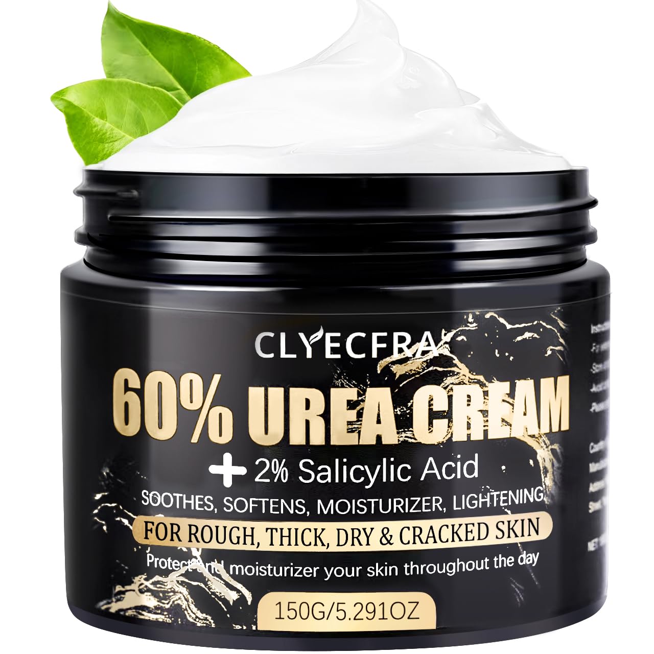 Packaging closeup of Clyecfra 60% Urea Cream signals premium hydration for dry skin routines.