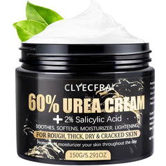 Packaging closeup of Clyecfra 60% Urea Cream signals premium hydration for dry skin routines.