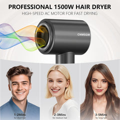 CNMSGM hair dryer 2 billion ions image emphasizes frizz control and moisture balance.