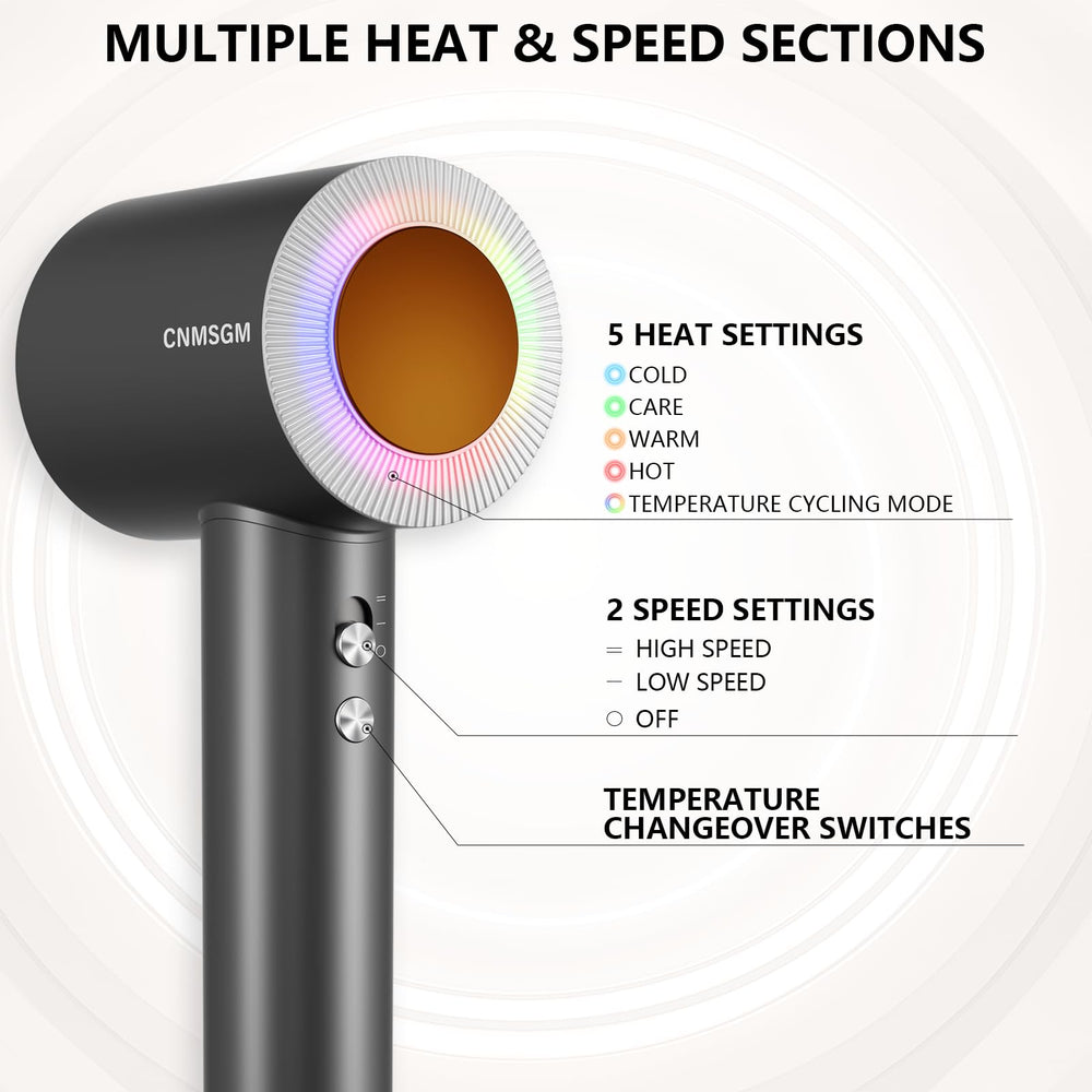 CNMSGM hair dryer lightweight design image demonstrates easy grip and reduced fatigue.