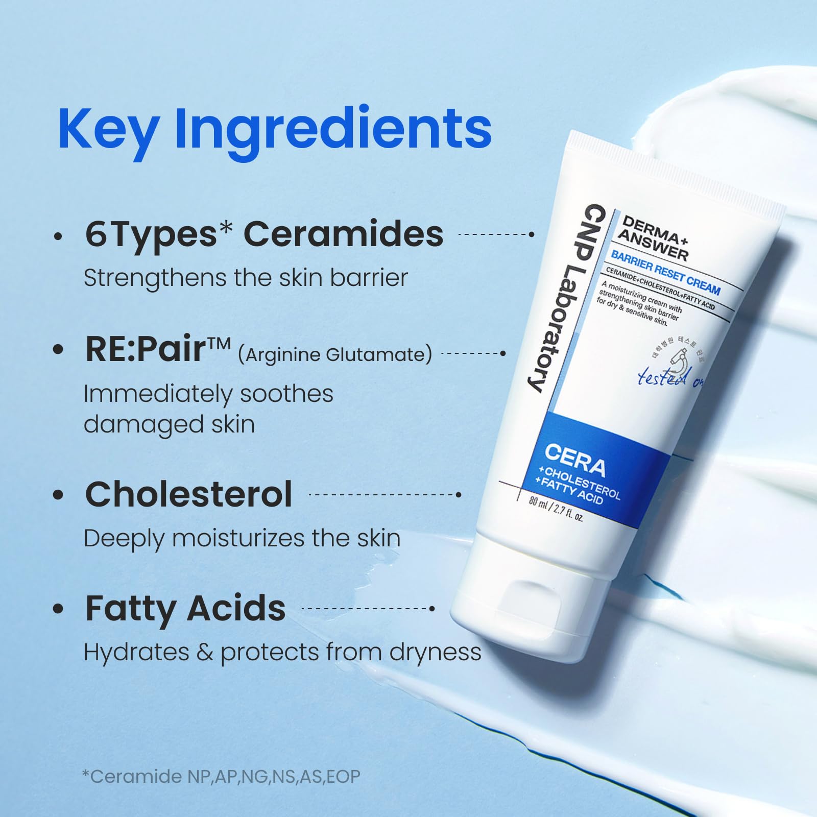 CNP Barrier Reset Cream application step photo shows gentle patting for daily skincare routine