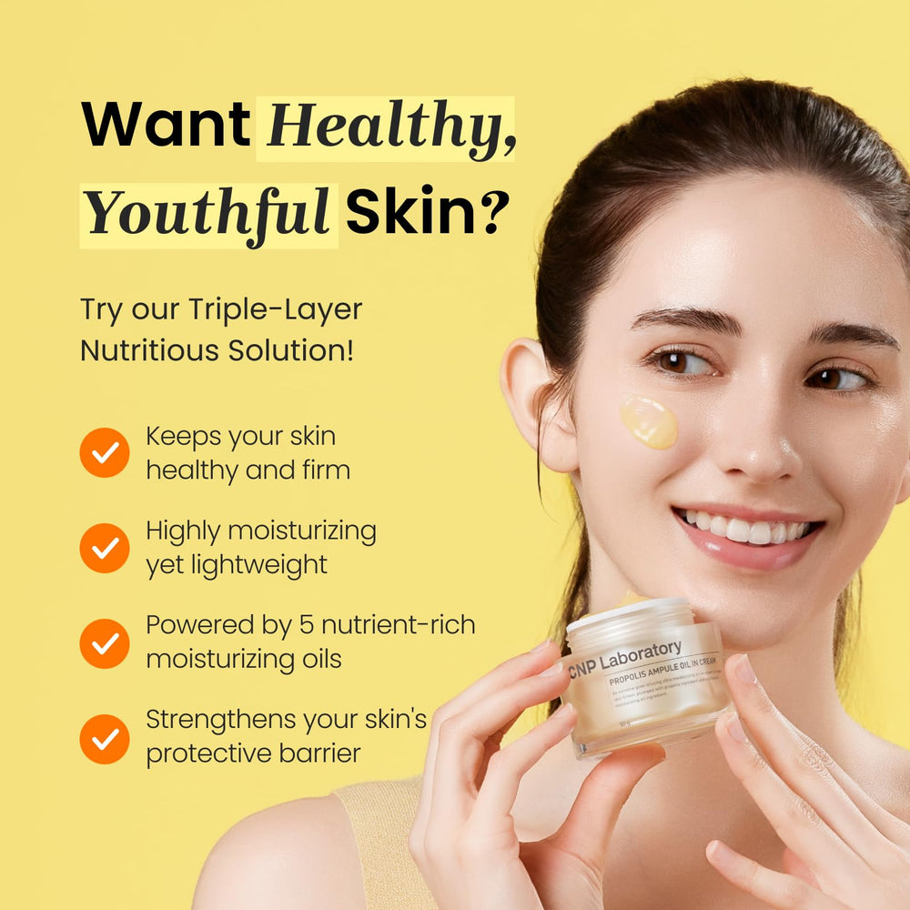 CNP Honey Ceramide Moisturizer spread on skin shows quick absorption and a non-greasy finish.