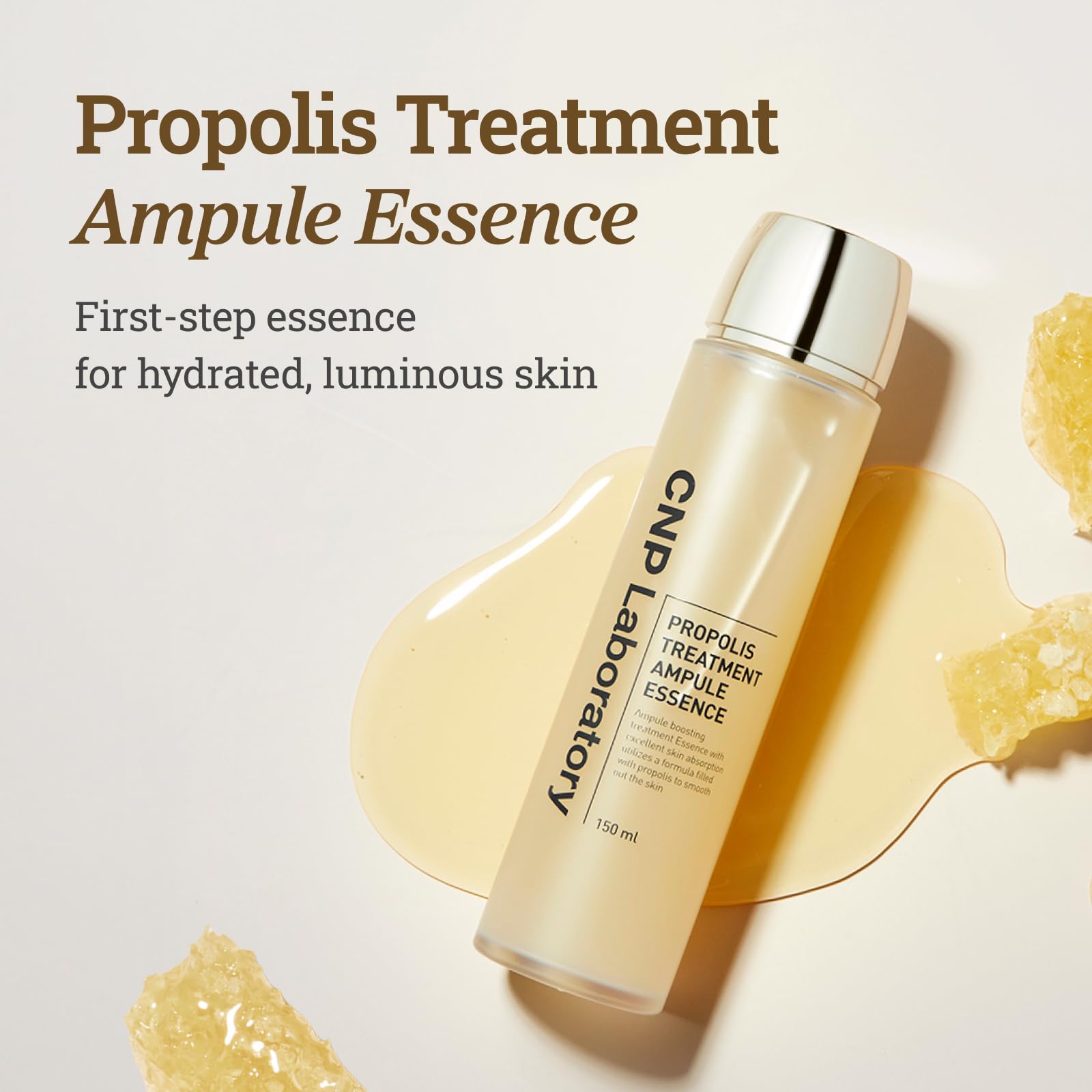 CNP Honey Glow Booster Toner bottle closeup highlights smooth texture and clean formula