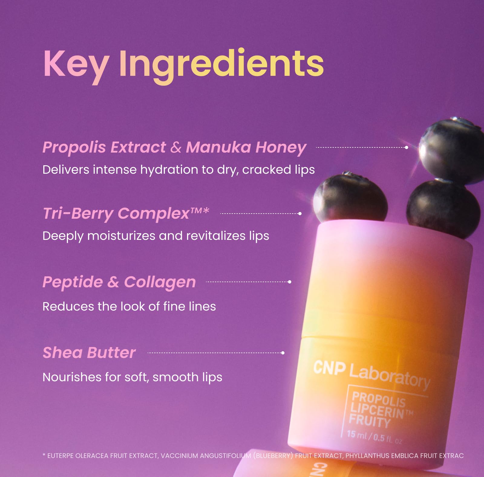 CNP Berry Lip Butter showcases natural geranium fragrance for mood-friendly lip care.