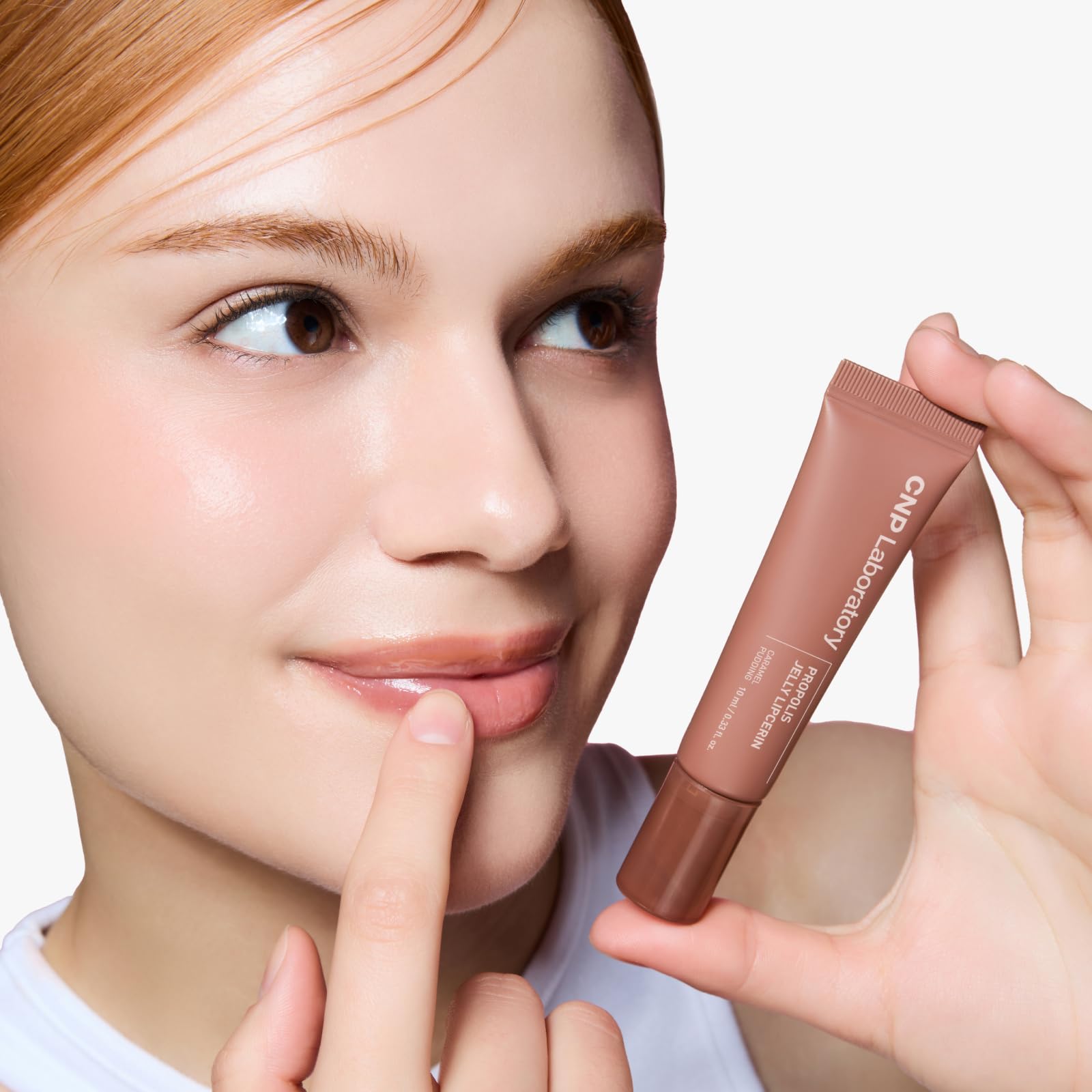 CNP Propolis Jelly Lipcerin Caramel Pudding swatch offers a soft tint and luminous shine