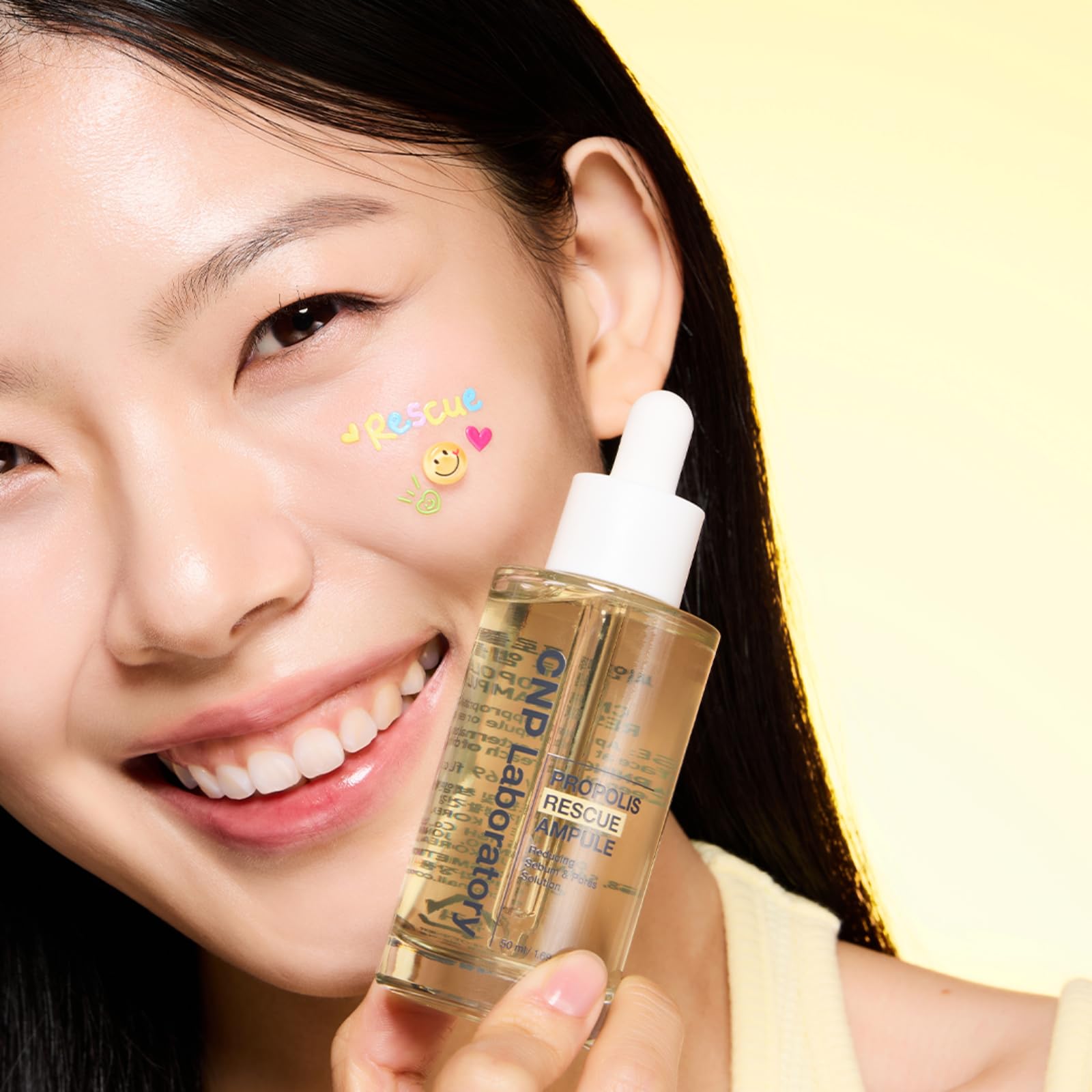 CNP Rescue+Propolis Serum texture closeup highlights a silky, fast-absorbing formula.