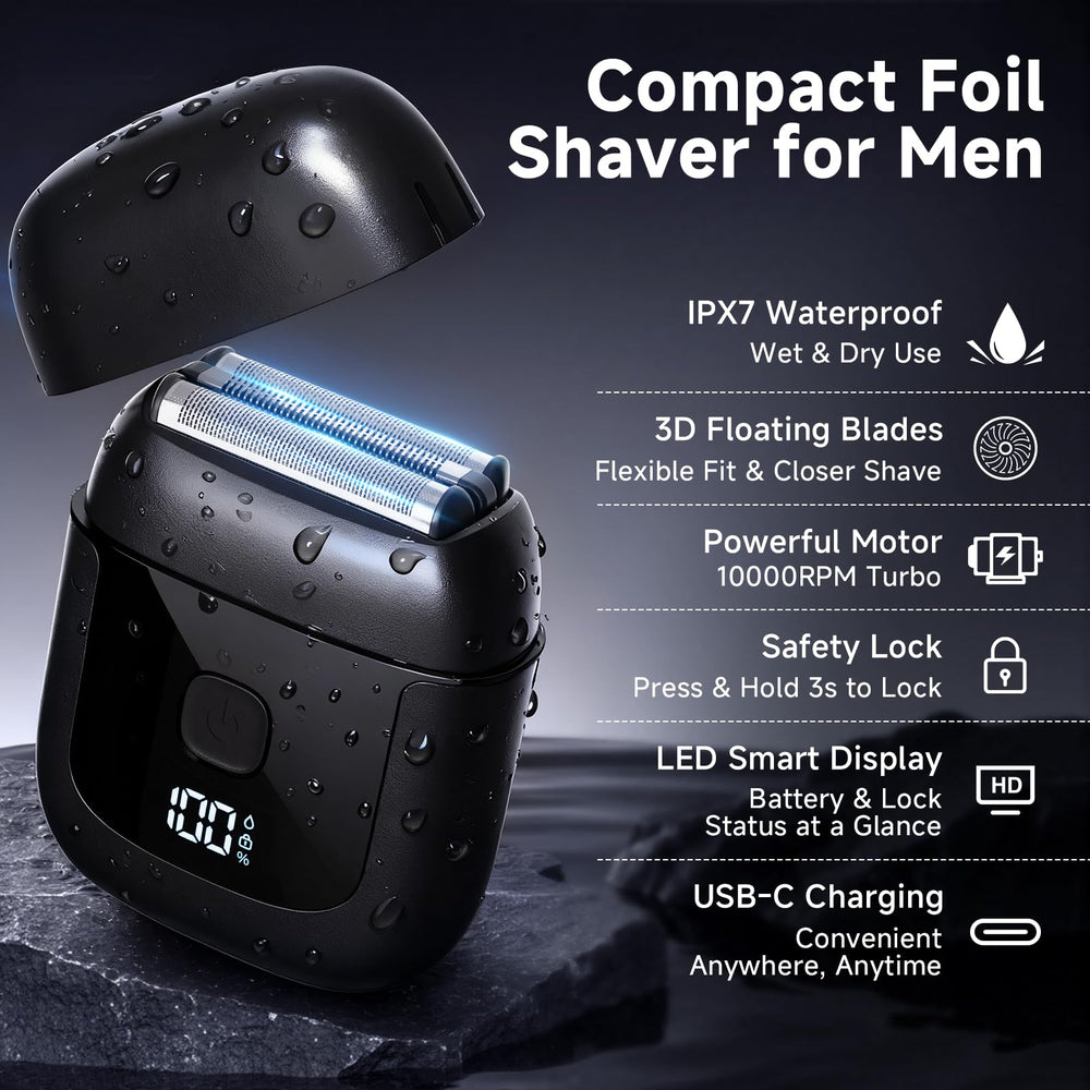 Cnunkn electric-foil-shaver-side-view shows slim profile for travel