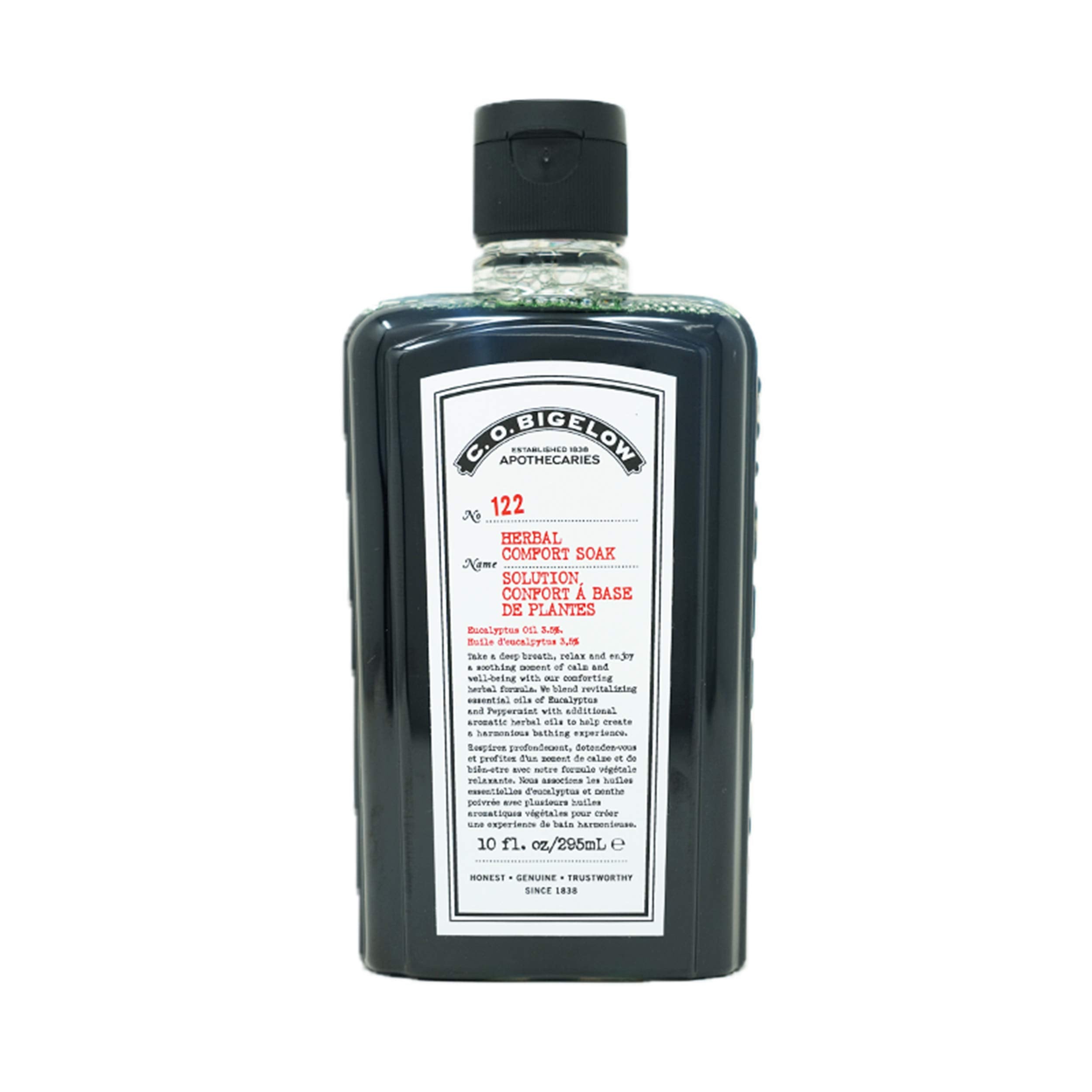 C.O. Bigelow Herbal Comfort Soak bottle front for spa-like relaxation at home.