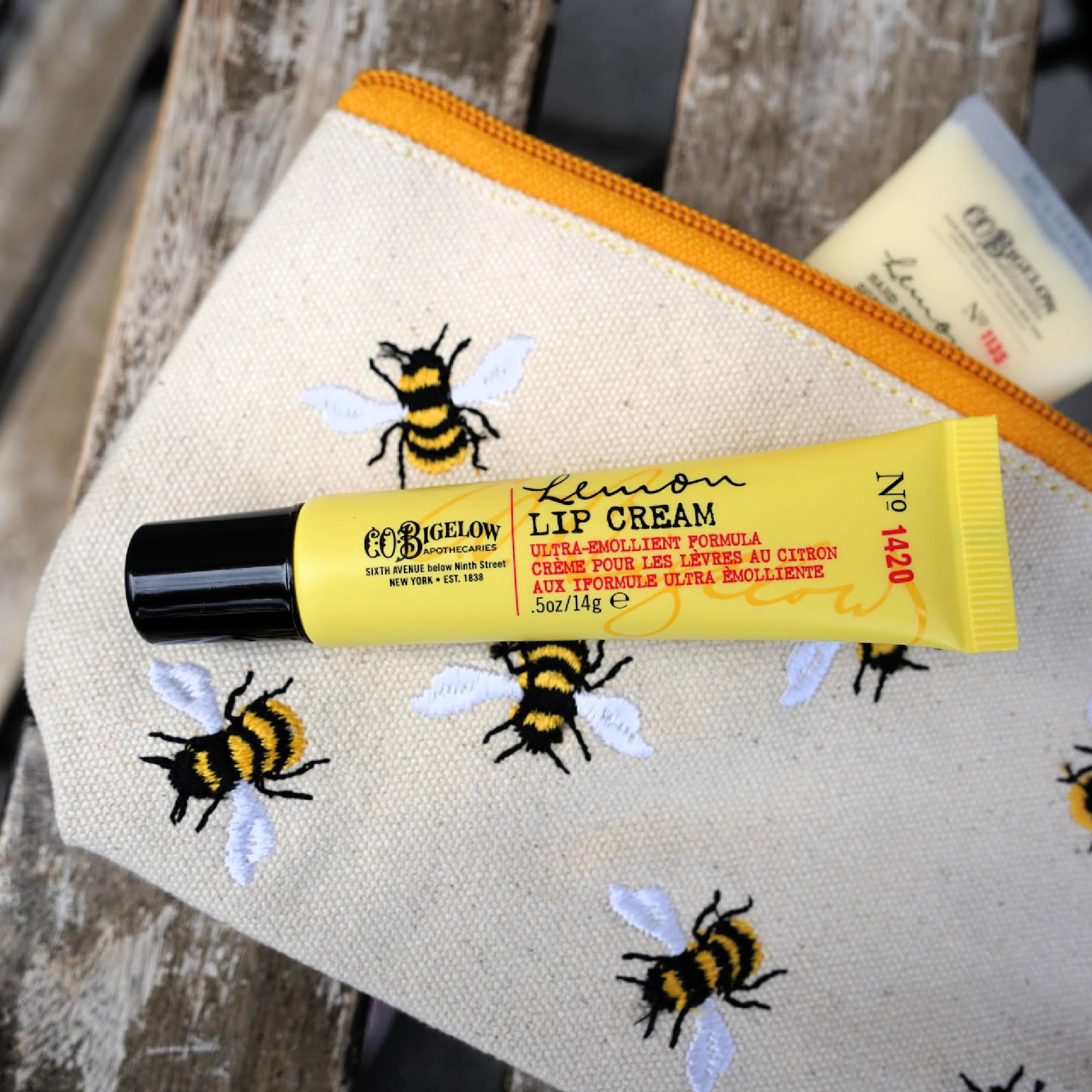 C.O. Bigelow Lemon Lip Cream application close-up shows silky texture