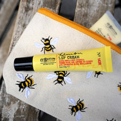 C.O. Bigelow Lemon Lip Cream application close-up shows silky texture