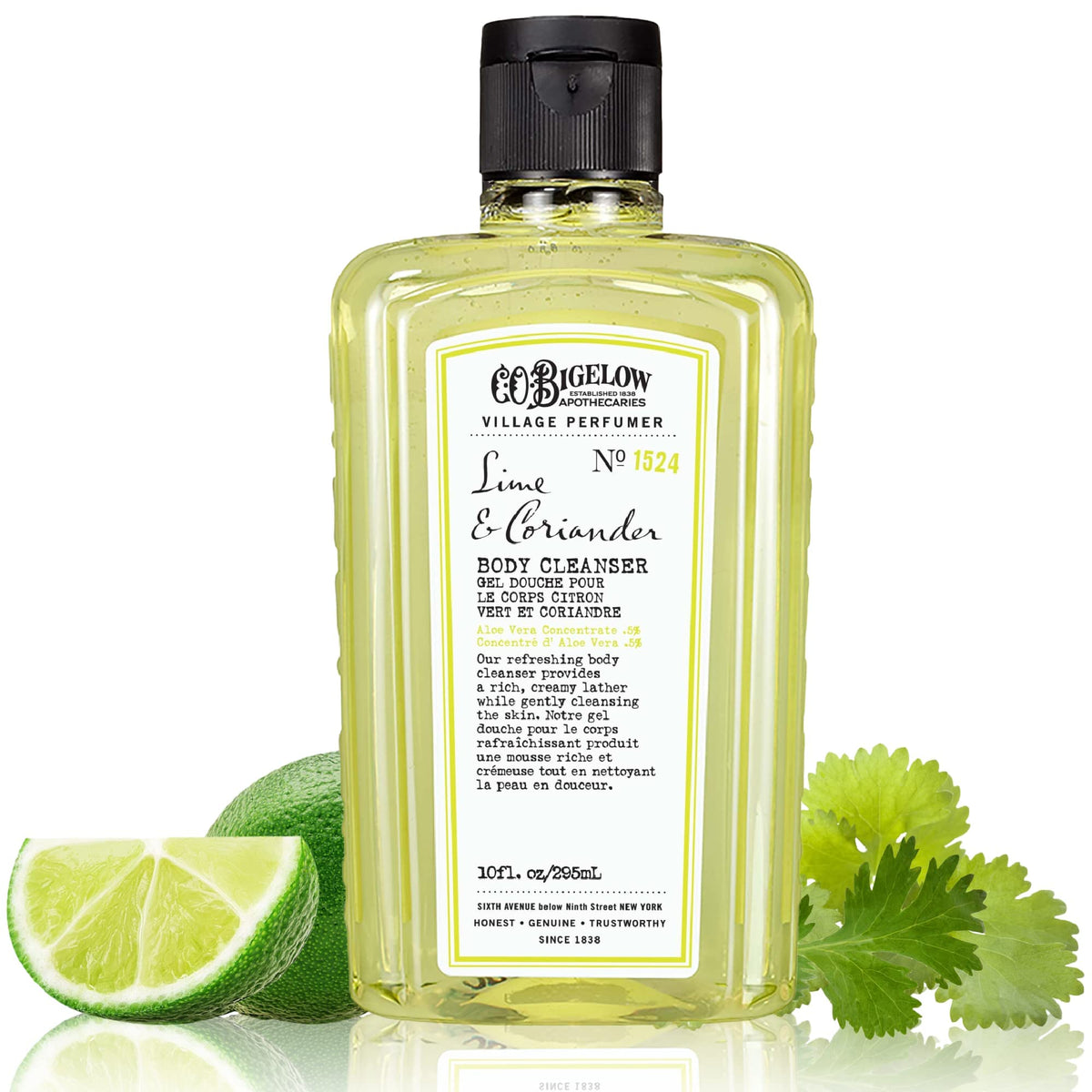 C.O. Bigelow Lime Coriander bottle front showcases refreshing citrus aroma for a daily cleanse