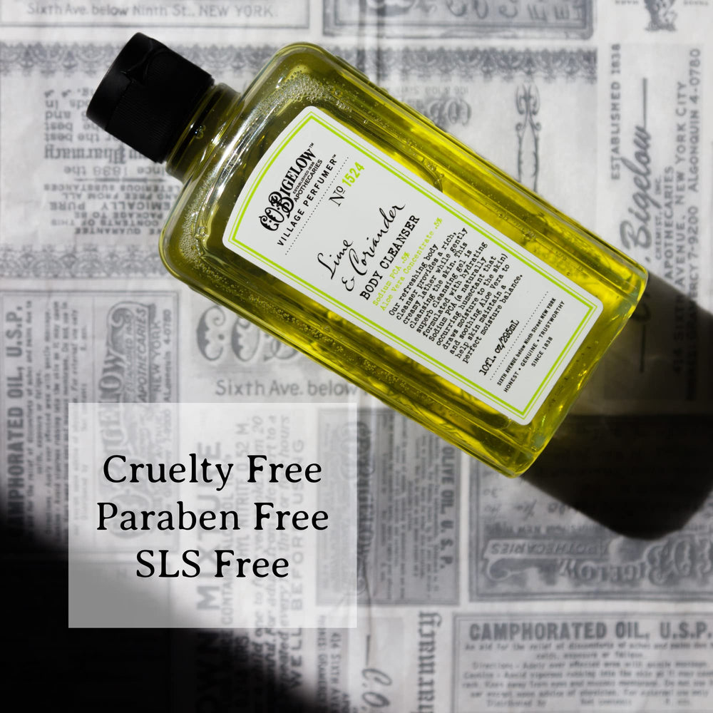 C.O. Bigelow Lime Coriander body wash applied to skin delivers soft, hydrated feel